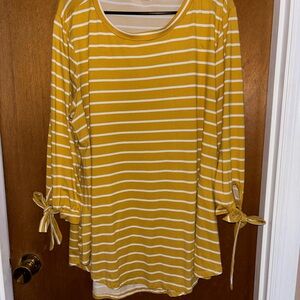 Reborn J Mustard and White Striped Top